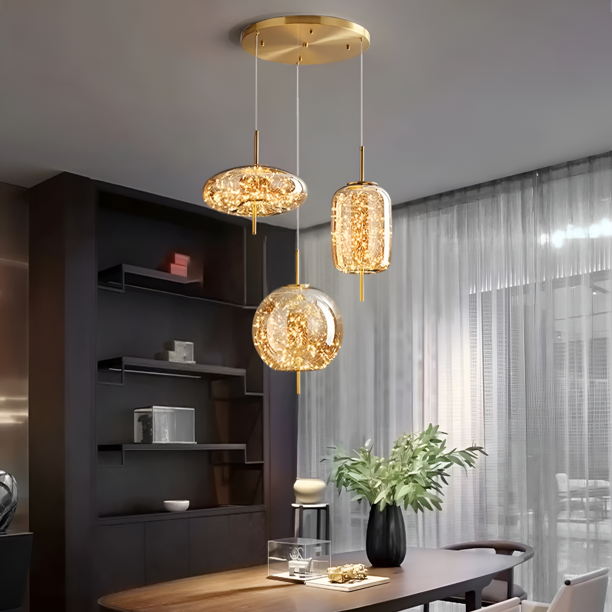 Lampe suspendue en verre moderne de luxe nordique