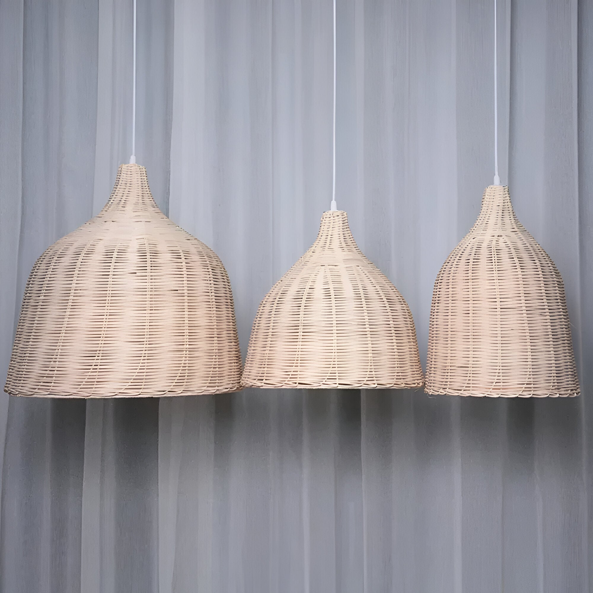 Braided Shine Natural Rattan Japandi Pendant Light