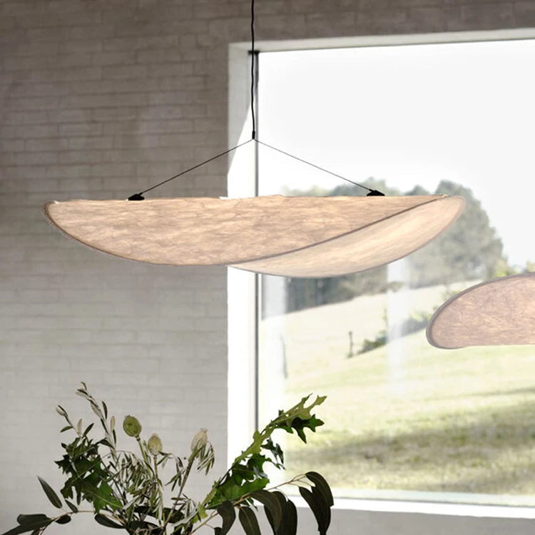 Japandi White Silk Fabric Minimalist Pendant Light