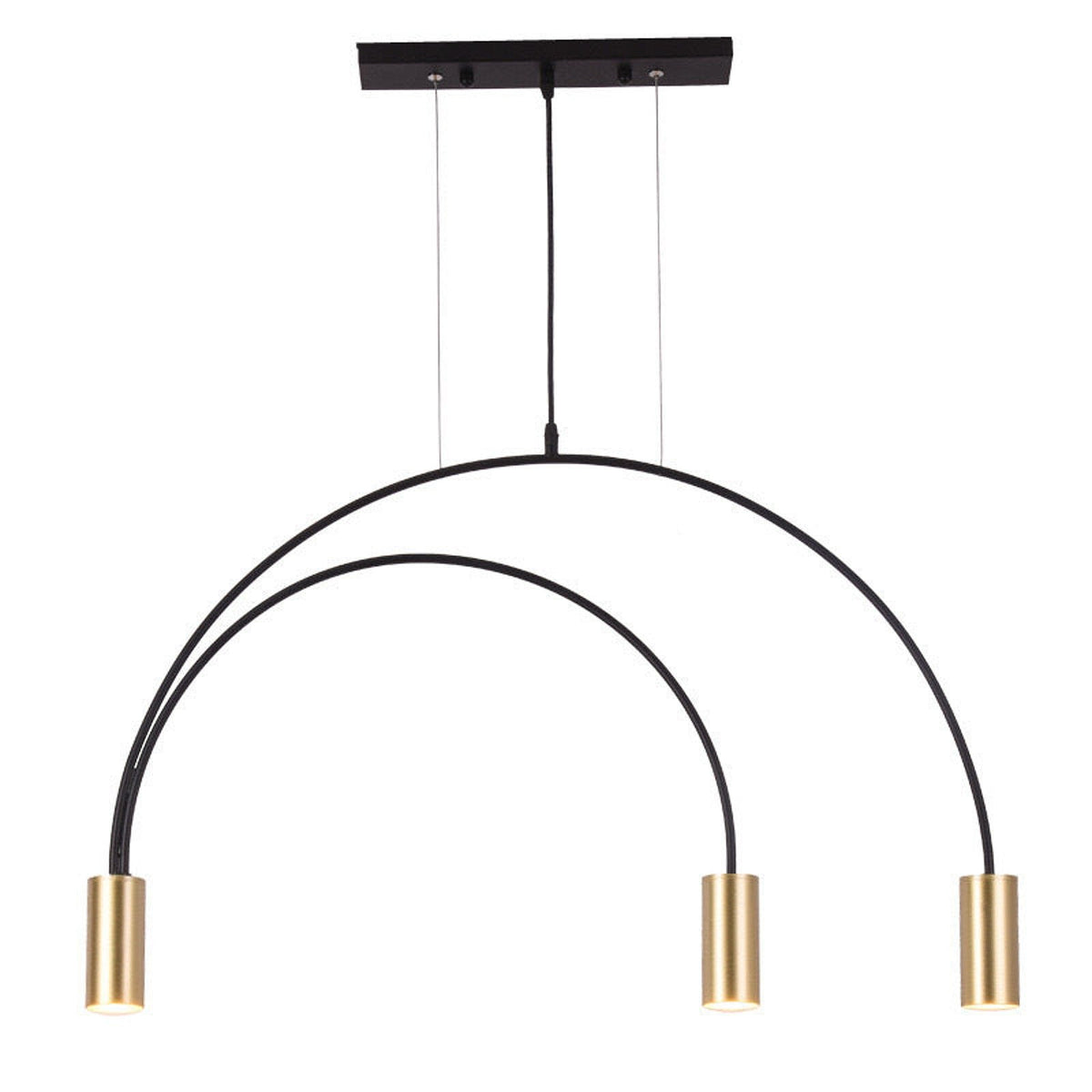 Duetto double arch pendant light with brass shades