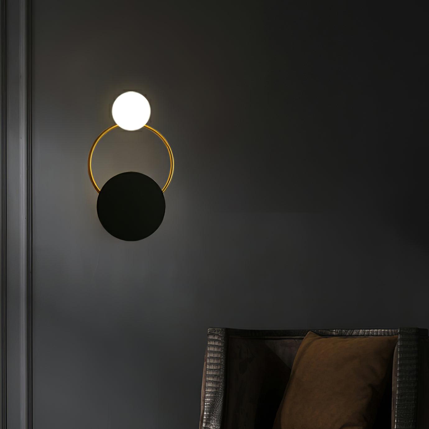 Black Circular Rings Wall Light