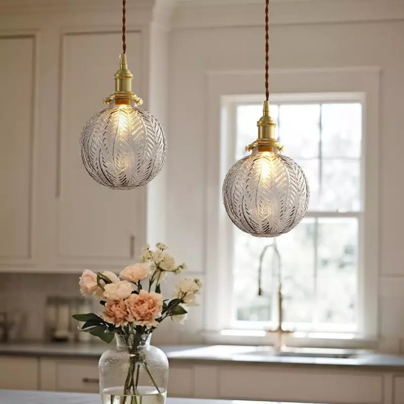 Elwyn Feather Glass Globe Pendant Light