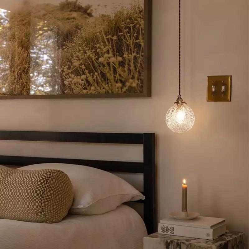 Elwyn Feather Glass Globe Pendant Light