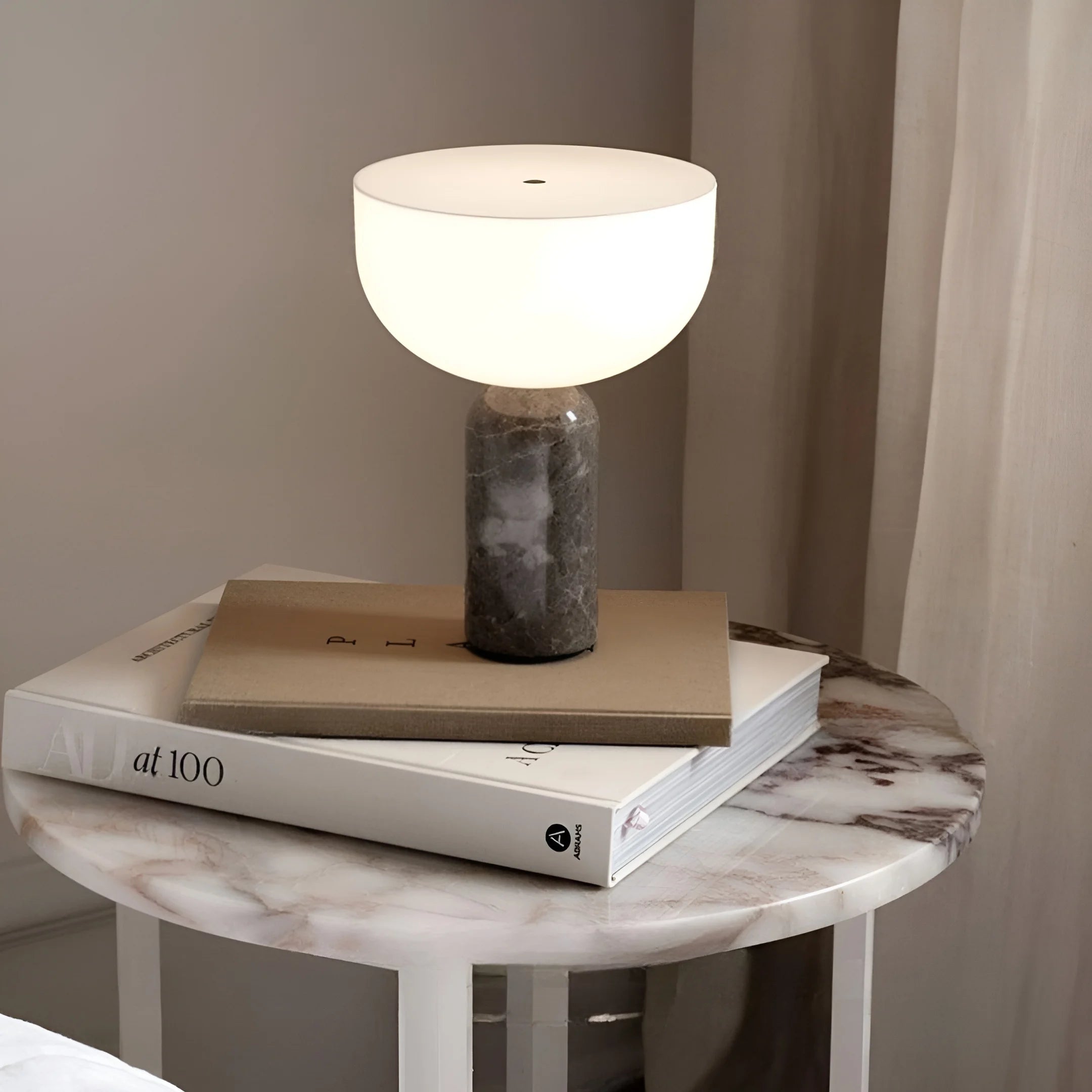 Aria Marble Dome Cordless Modern Marble Table Lamp