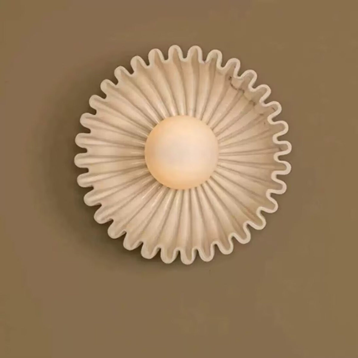 Himawari cream wall light glowing