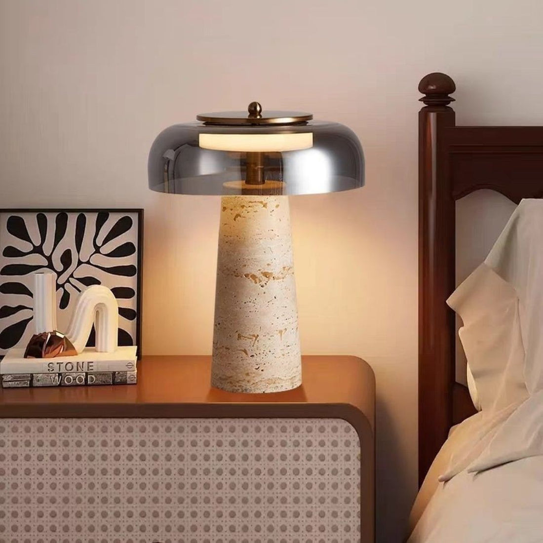 Hotaru lamp on a bedside table