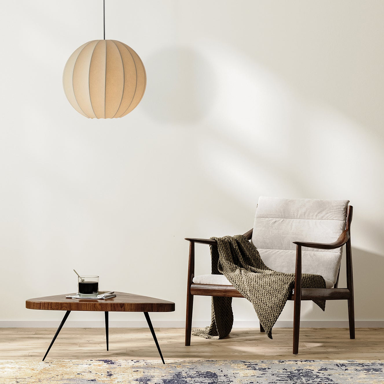 Makoto Silk Lantern Minimalist Japandi Pendant Light
