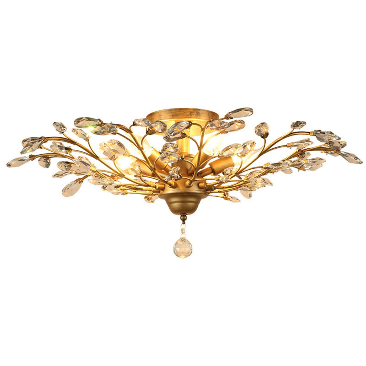 Ivy 4 light ceiling chandelier in gold