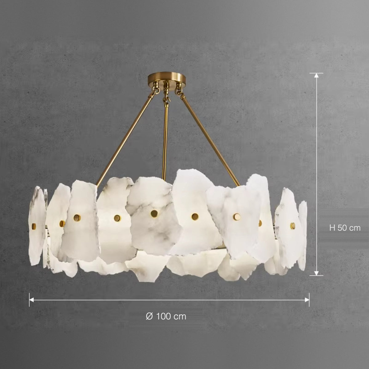 Isola round alabaster chandelier Ø100 x H50 cm