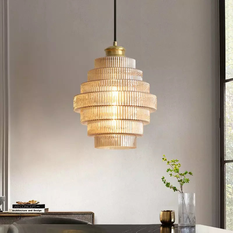 Kaela Vintage Striped Glass Pendant Light