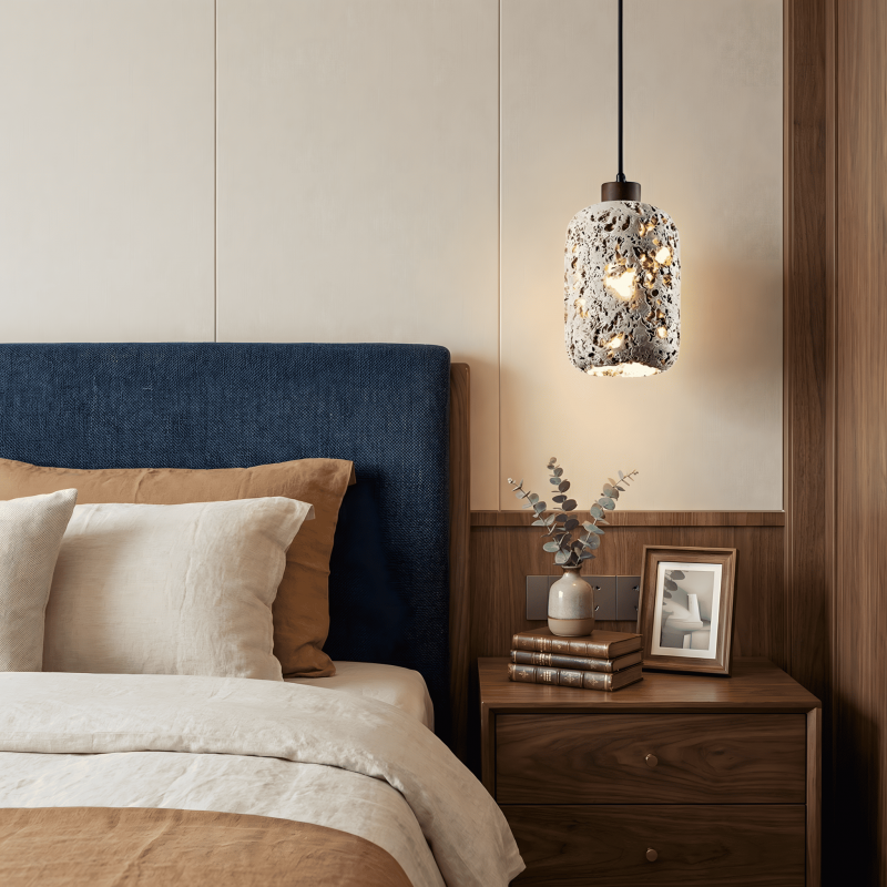 Arlo Barrel Wabi Sabi Travertine Pendant Light