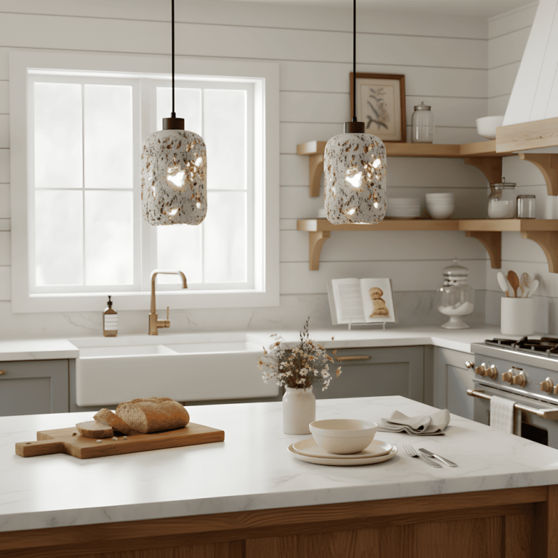 Arlo Barrel Wabi Sabi Travertine Pendant Light