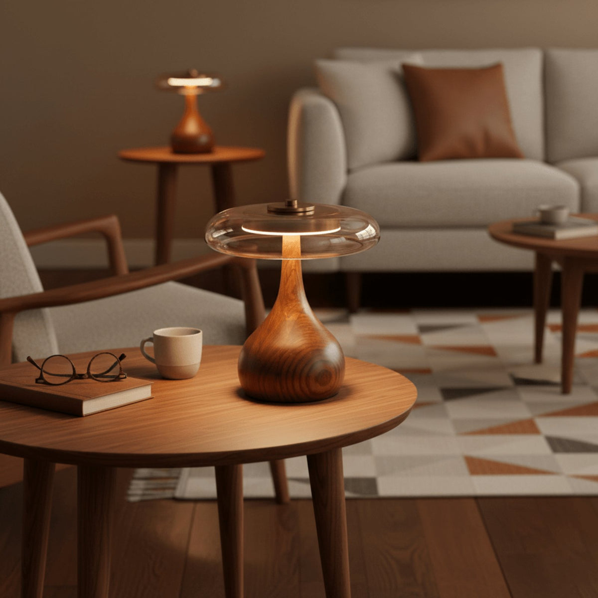 Kohaku lamp on a round side table