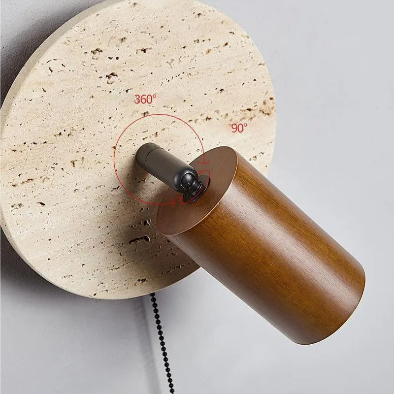 Travertine Modern Rotatable Bedside Wall Light