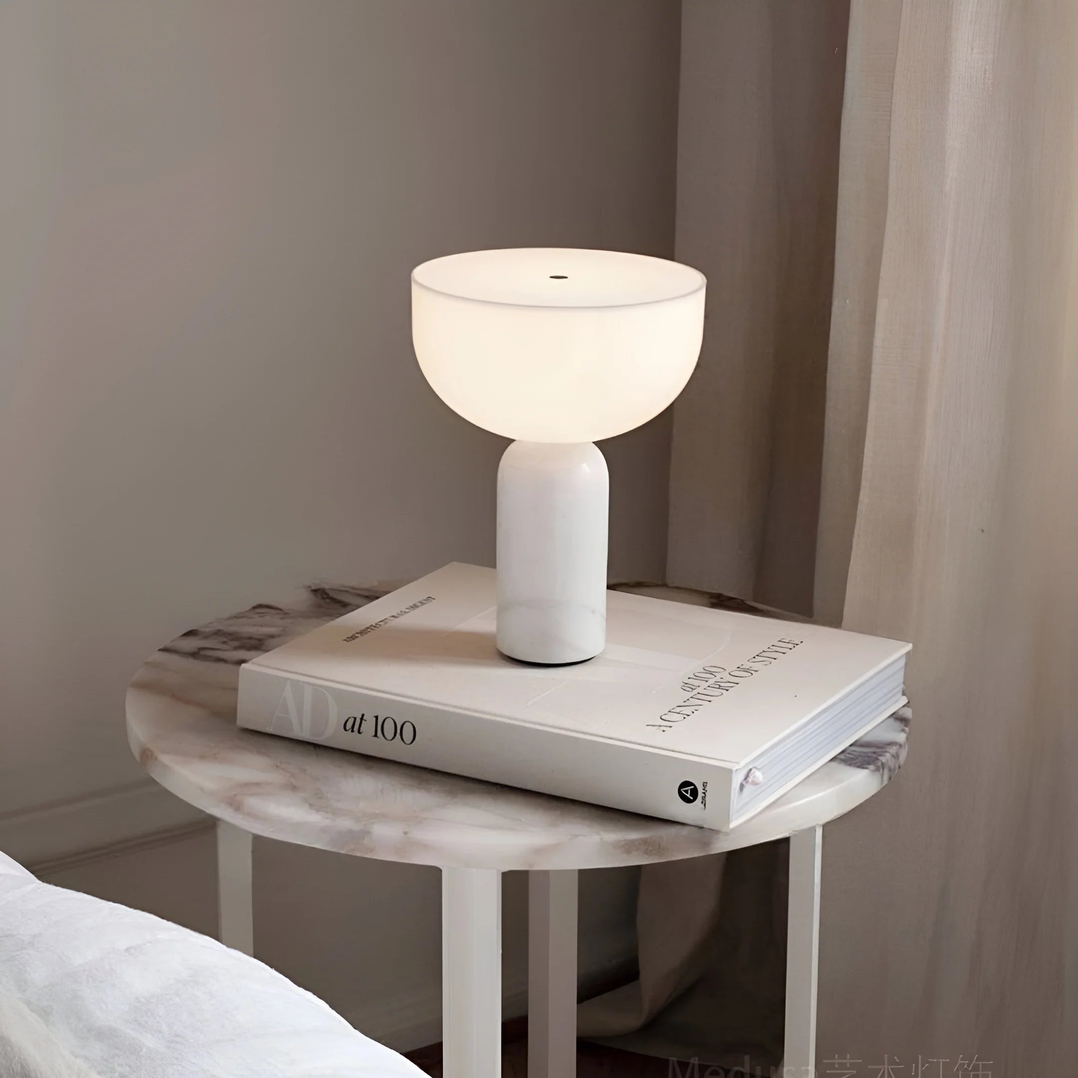 Aria Marble Dome Cordless Modern Marble Table Lamp