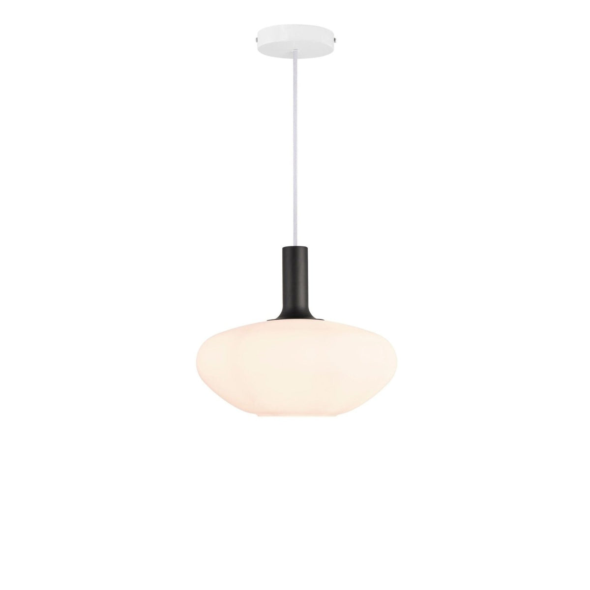 Selma opal glass pendant, oval with black neck