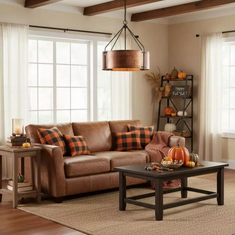 Ardell Rustic Industrial Drum Metal Pendant Light