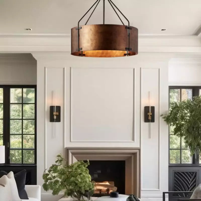 Ardell Rustic Industrial Drum Metal Pendant Light