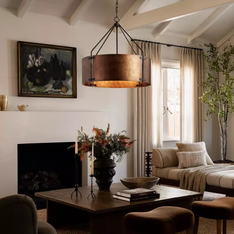 Ardell Rustic Industrial Drum Metal Pendant Light