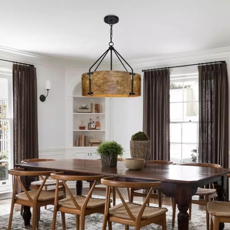 Ardell Rustic Industrial Drum Metal Pendant Light