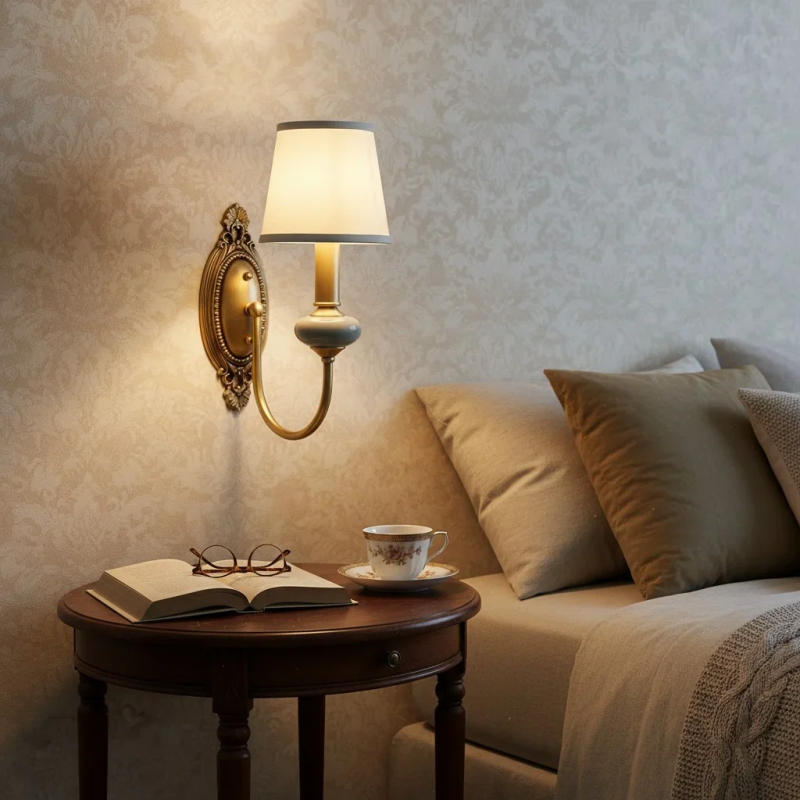 Elara Vintage Ceramic Fabric Wall Light