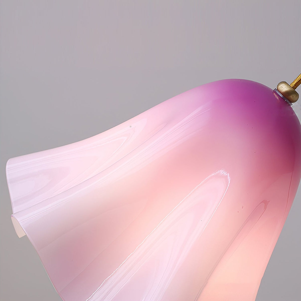 Purple glass skirt pendant light close up