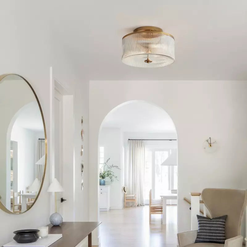 Lorienne Farmhouse Striped Glass Ceiling Light