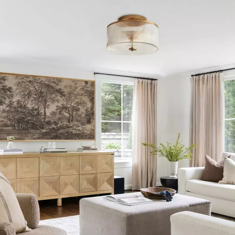 Lorienne Farmhouse Striped Glass Ceiling Light