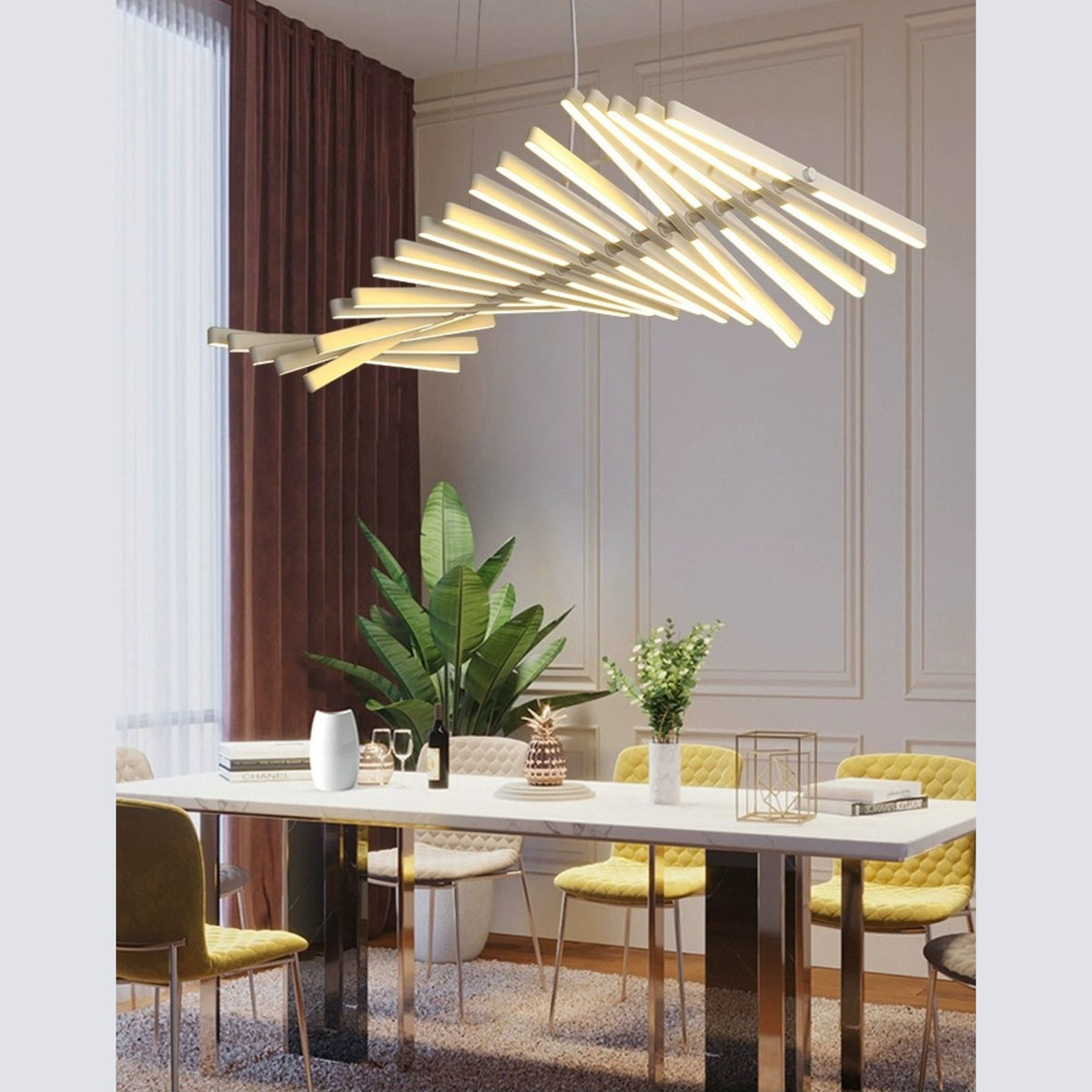 White Talia pendant above a dining table