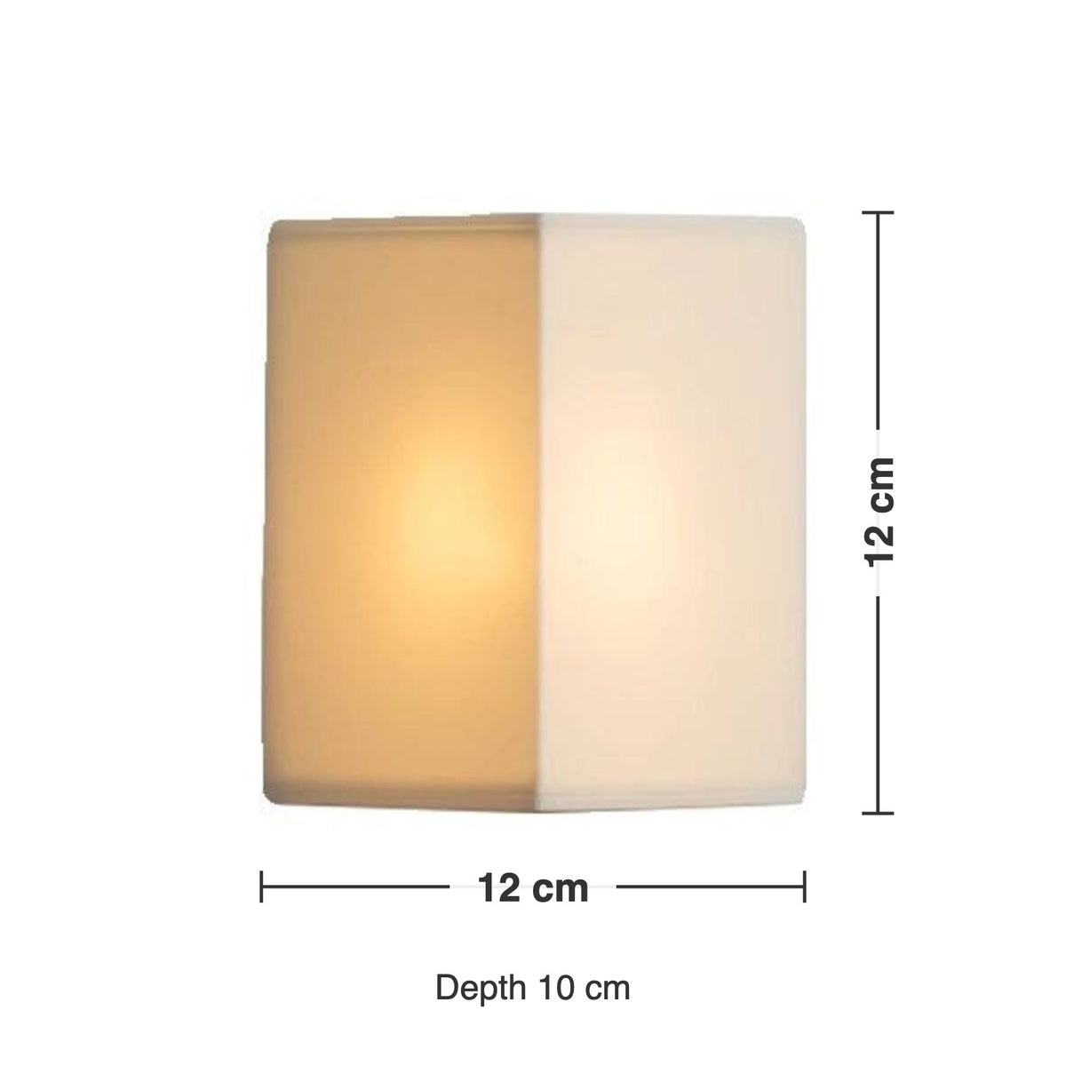 Square wall lamp dimensions: 12 cm wide, 12 cm high, 10 cm deep