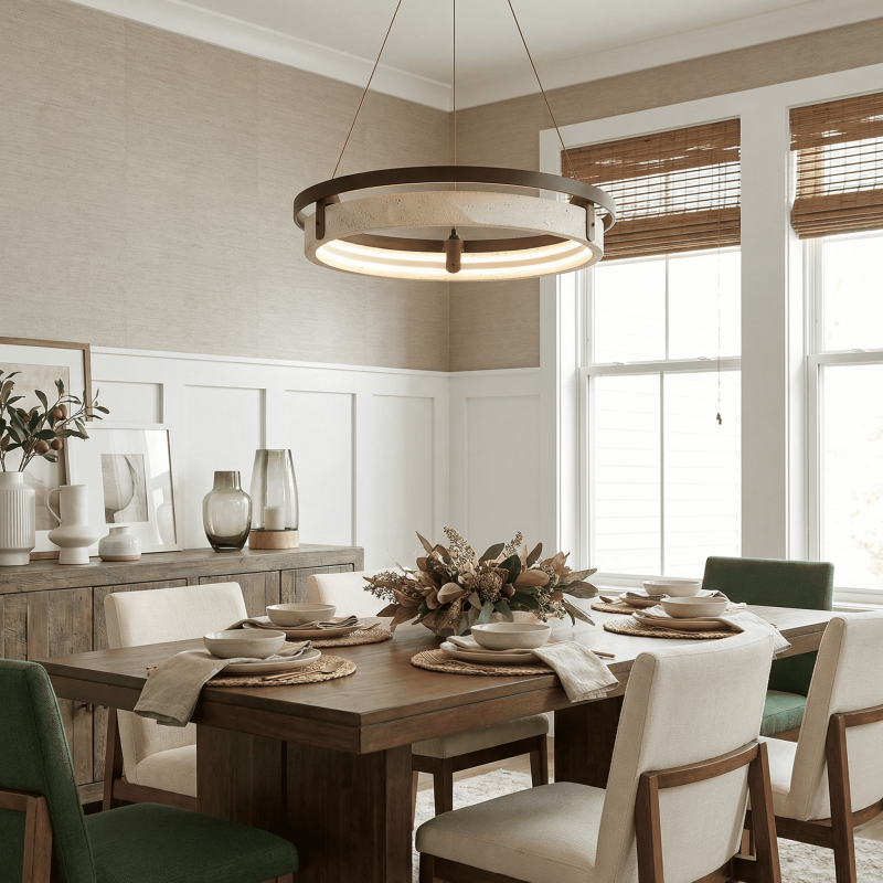Aris Ring Modern Travertine Pendant Light