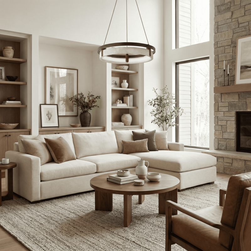 Aris Ring Modern Travertine Pendant Light