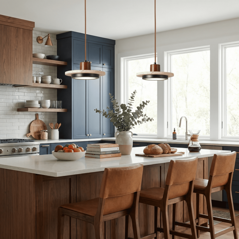 Sora Disc Modern Travertine Pendant Light