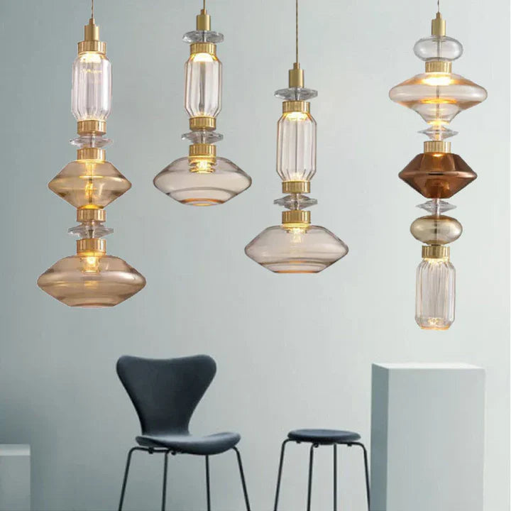 Irregular Art Glass Bottle Pendant Light