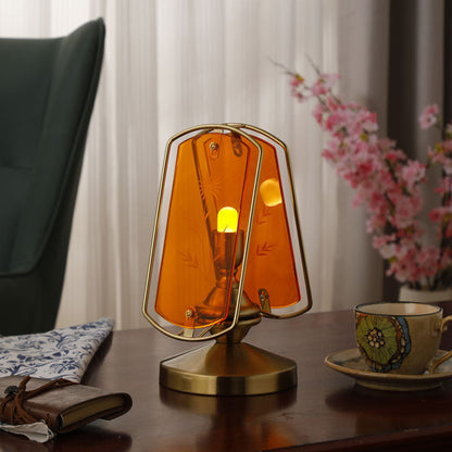 Traditional Vintage Rectangular Oval Disc Table Lamp