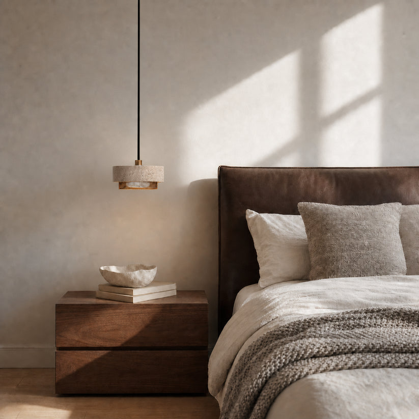 Kaelen Modern Travertine Pendant Light
