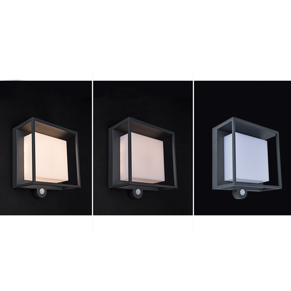 Moderne Rechthoekige Acryl Sensor Zonne-energie Wandlamp IP65 Waterdicht Voor Buiten