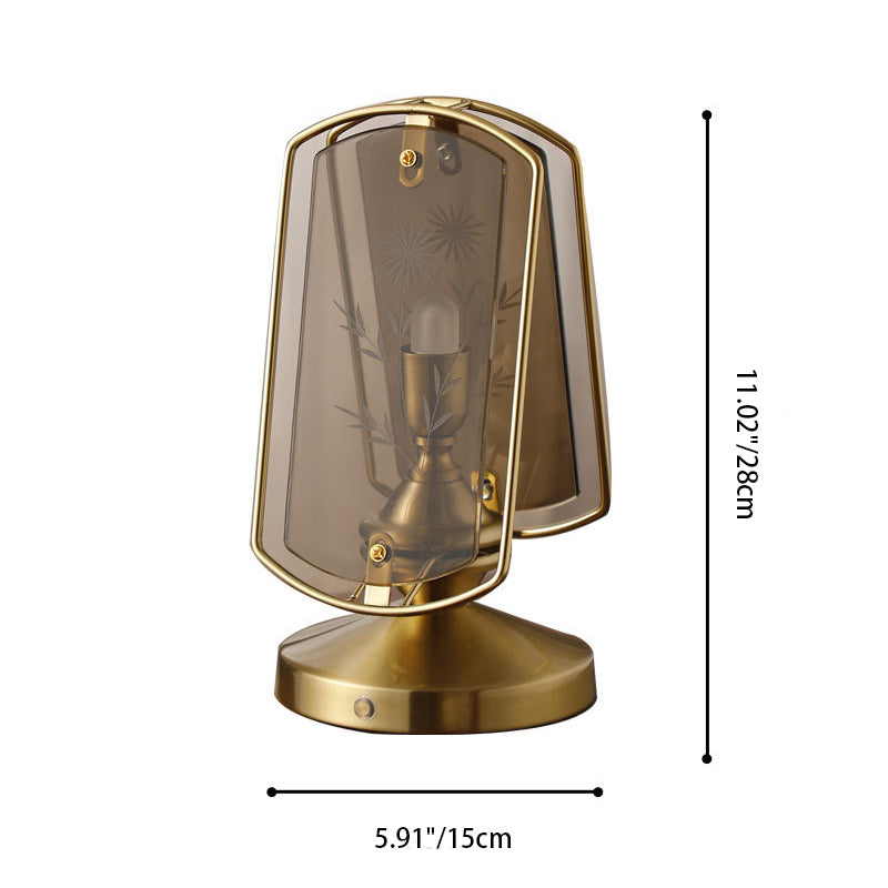 Traditional Vintage Rectangular Oval Disc Table Lamp