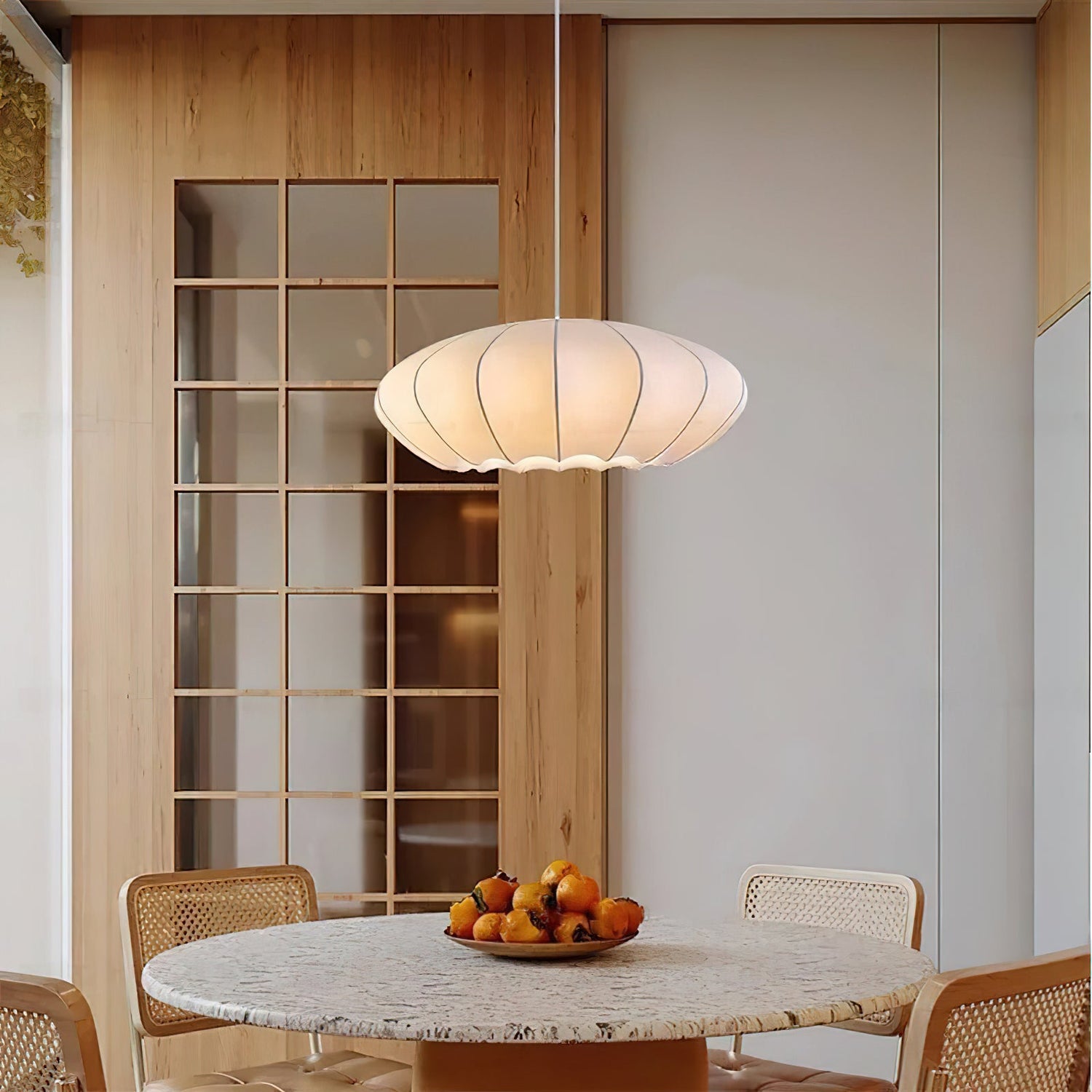 Makoto Silk Lantern Minimalist Japandi Pendant Light