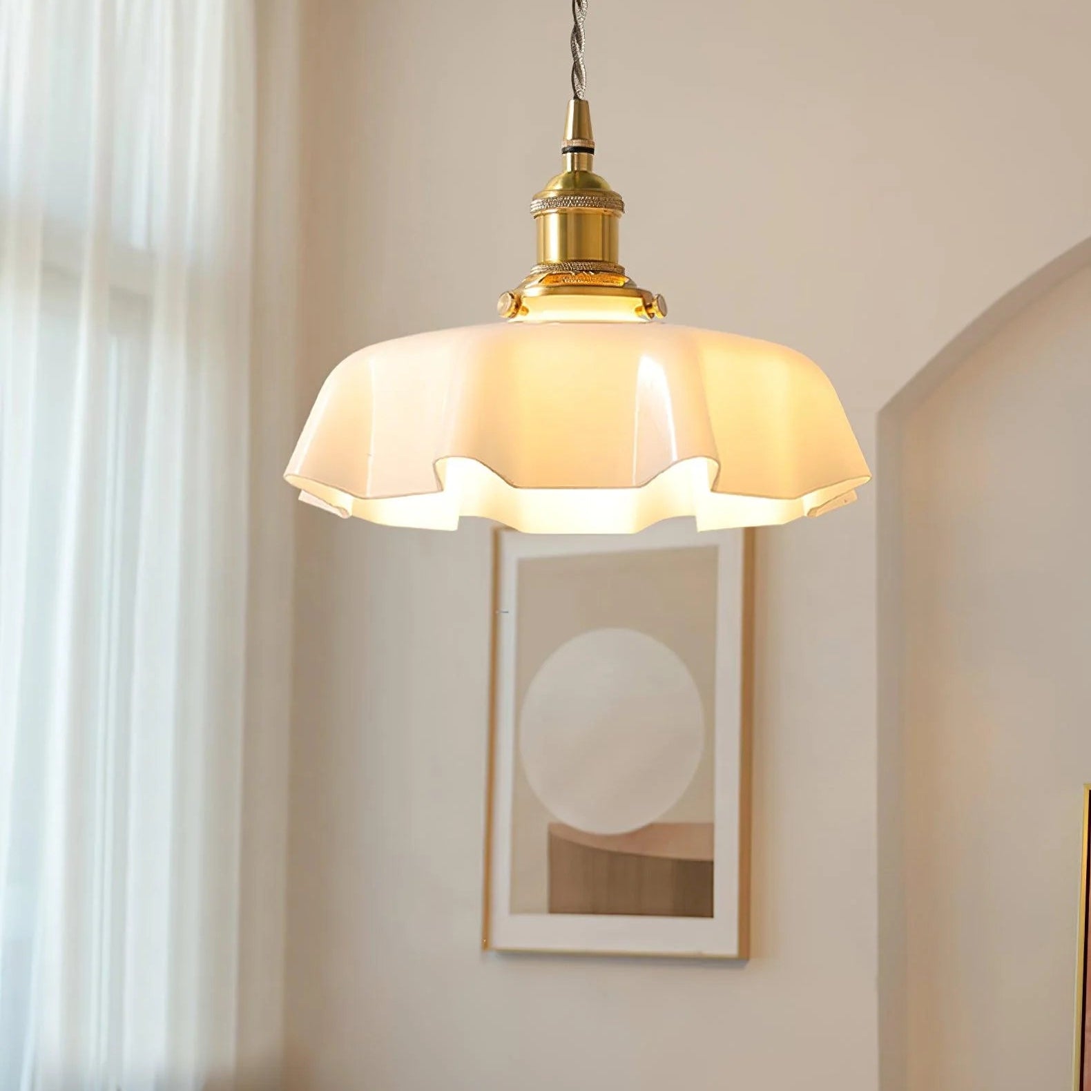 Blush Opaline Glass Retro Glass Pendant Light