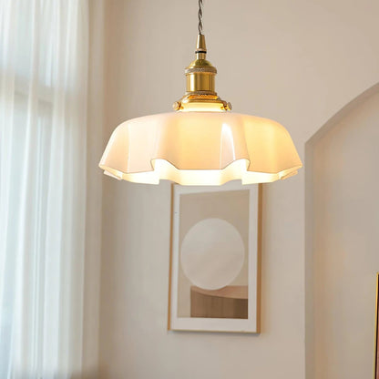 Blush Opaline Glass Retro Glass Pendant Light
