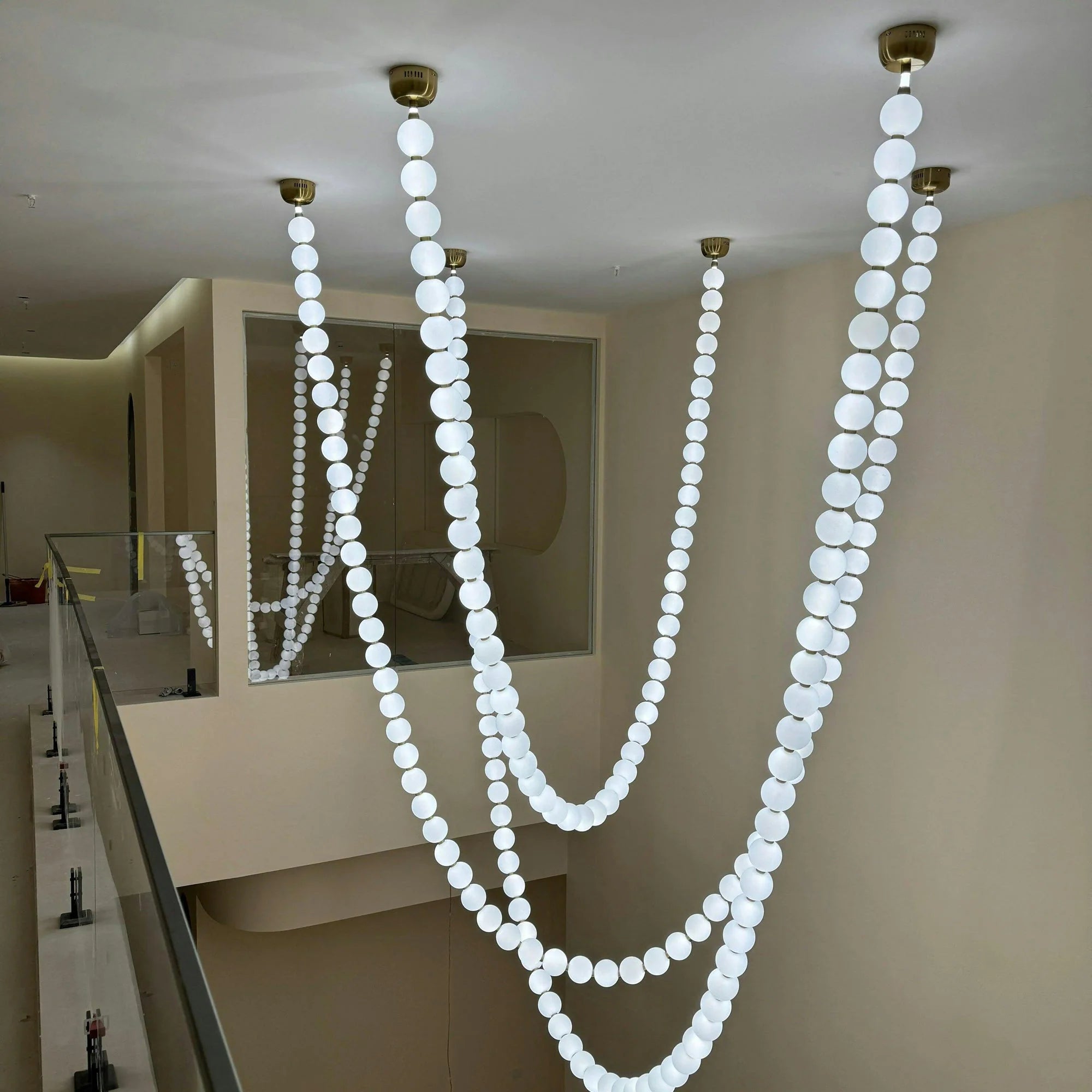 Pearl Necklace Japandi Acrylic Brass Chandelier