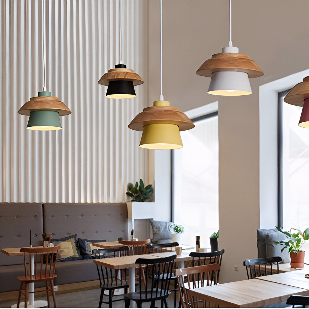 Macaroon Nordic Wood Color Pendant Lamp