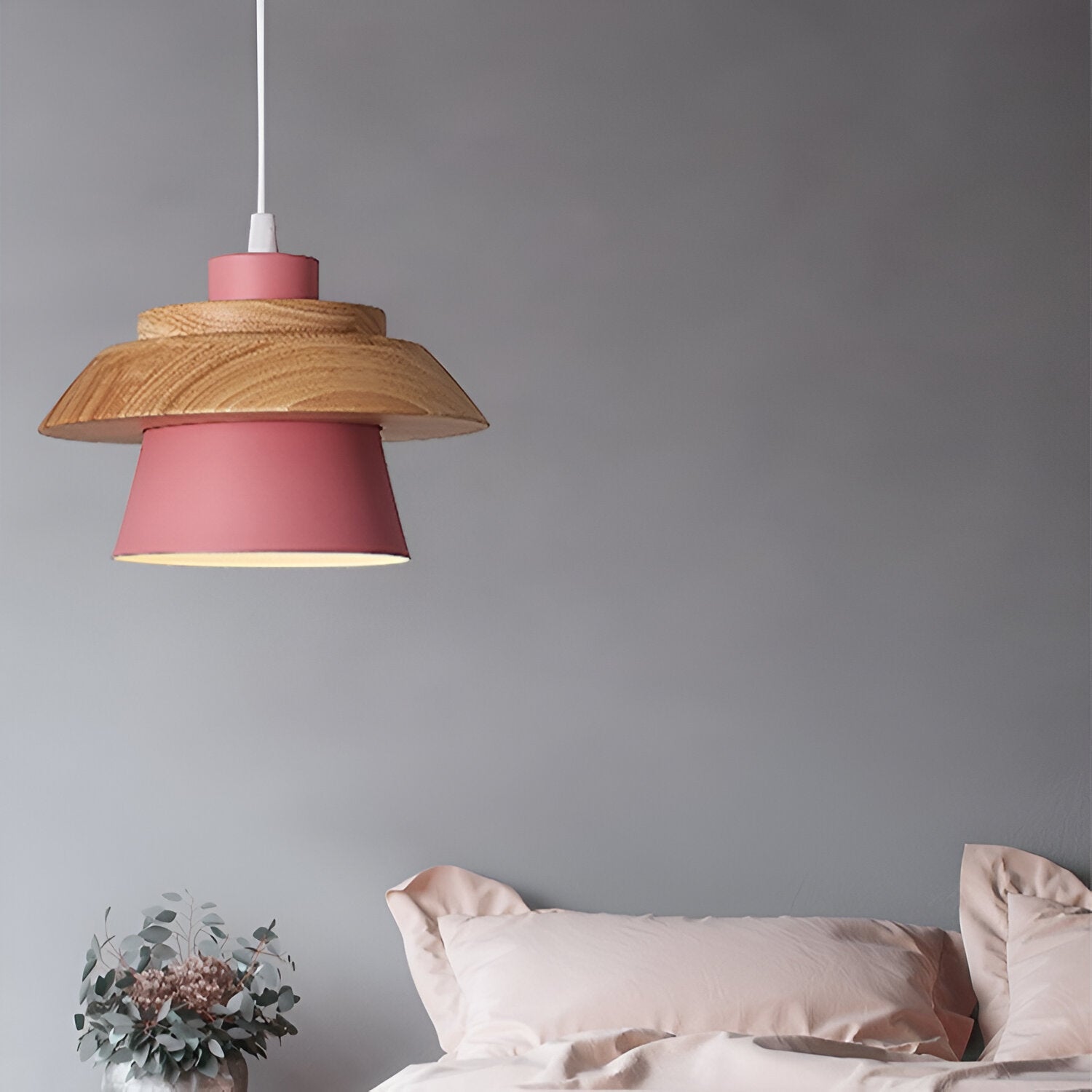 Macaroon Nordic Wood Color Pendant Lamp