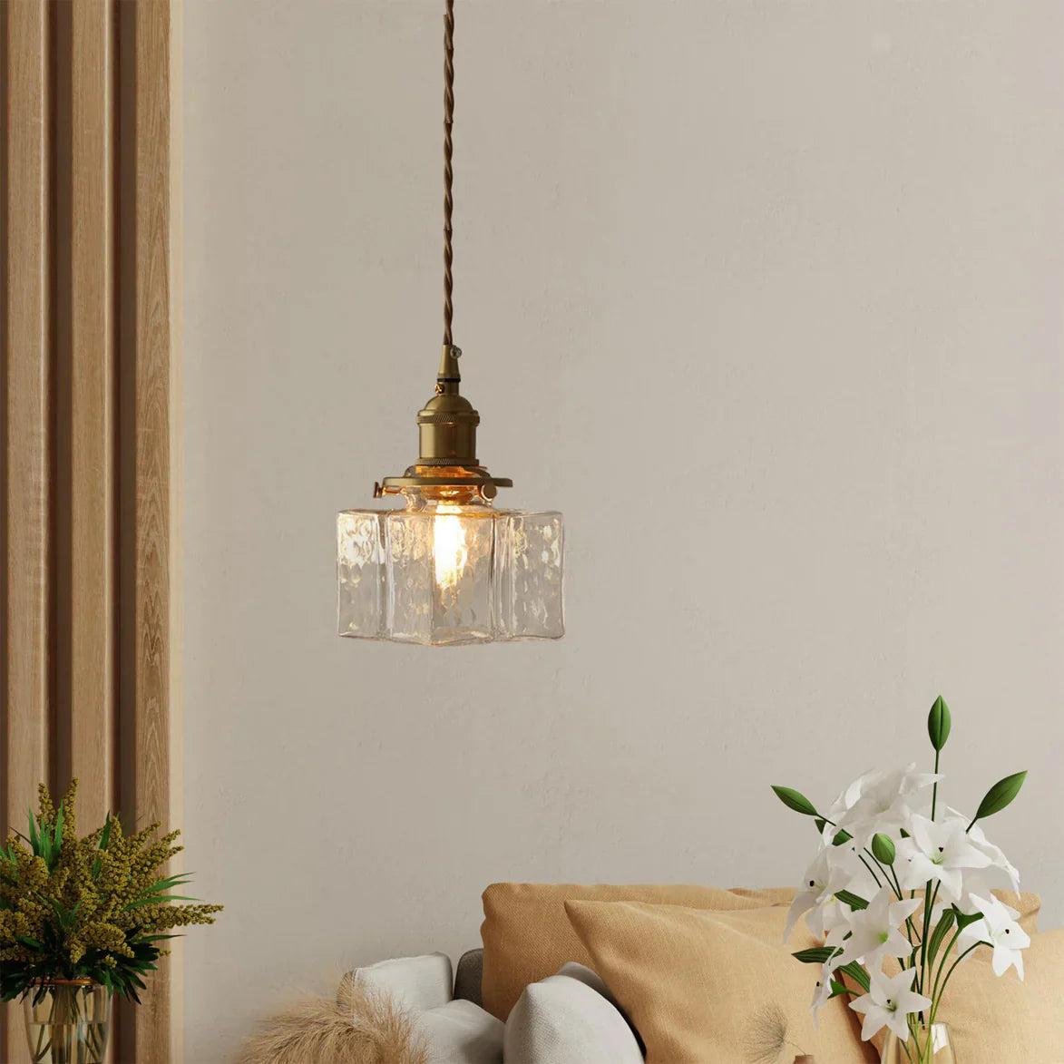 Jewel Brass Vintage Glass Pendant Light