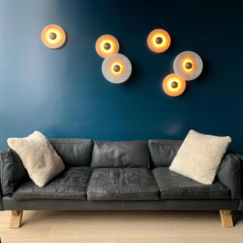 Applique murale LED ronde en albâtre