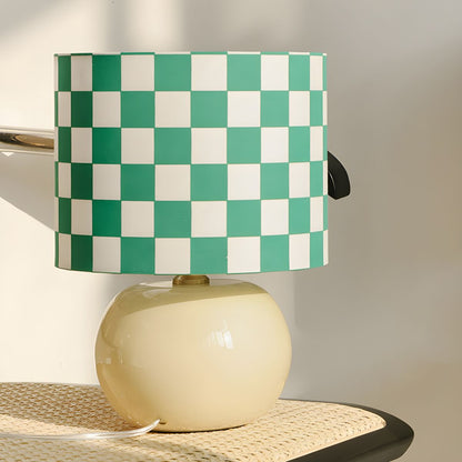 Lampe de table en verre à damier classique