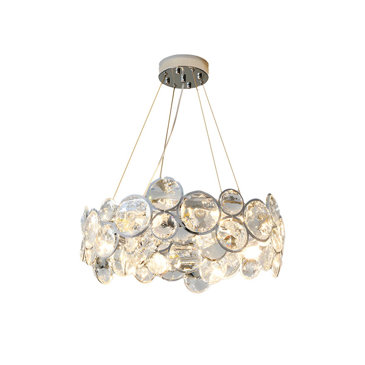 Crystal Shade Elegant Chrome One-Tier Chandelier