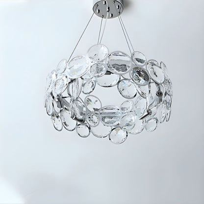 Crystal Shade Elegant Chrome One-Tier Chandelier