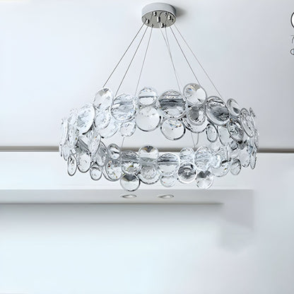 Crystal Shade Elegant Chrome One-Tier Chandelier